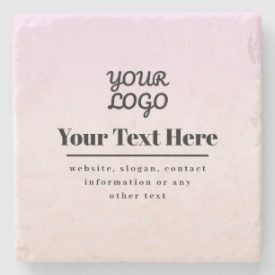 Ihr Logo & Text Pink & Peach Ombre Steinuntersetzer