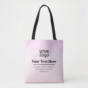 Ihr Logo & Text Pink & Peach Ombre Tasche