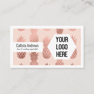 Ihr Logo Tropical Rose Gold Sommer Ananas Visitenkarte