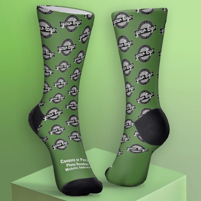 Ihr Logo überall - Weißer Typ - Grün Socken (Custom Logo Socks)