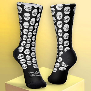 Ihr Logo überall - Weißer Typ - Schwarze Socken