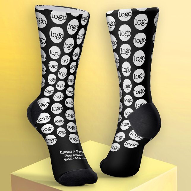 Ihr Logo überall - Weißer Typ - Schwarze Socken (Custom Logo Socks)