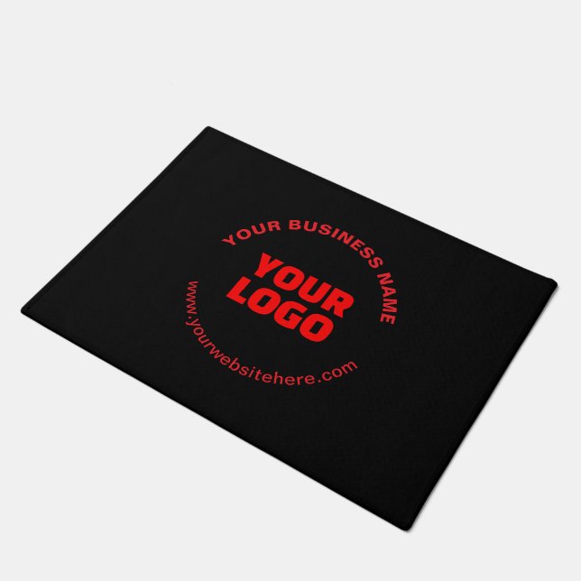 Ihr Logo und bearbeitbarer Rundschreiben, Rot oder Fußmatte (Schrägansicht)