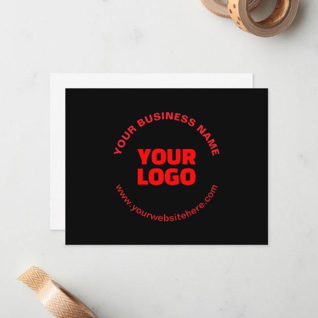 Ihr Logo und bearbeitbarer Rundschreiben, Rot oder Mitteilungskarte (Vorderseite/Rückseite Beispiel)