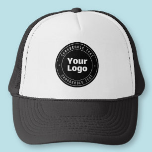 Ihr Logo und bearbeitbarer Textbaustein Schwarz Truckerkappe