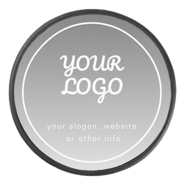 Ihr Logo und bearbeiteter Text | Dark Gray Ombre Eishockey Puck (Vorderseite)