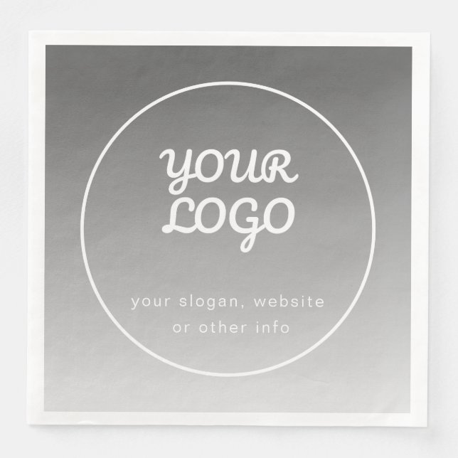 Ihr Logo und bearbeiteter Text | Dark Gray Ombre Serviette (Vorderseite)
