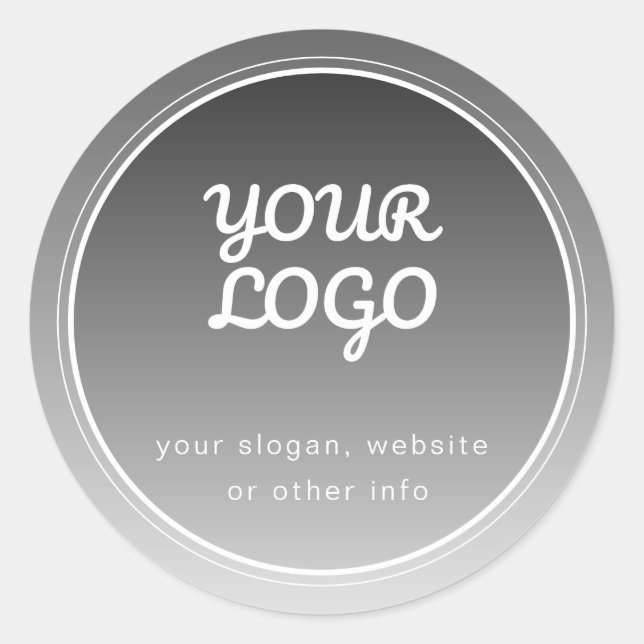 Ihr Logo und bearbeiteter Text | Dunkelgrau Gradie Runder Aufkleber (Vorderseite)