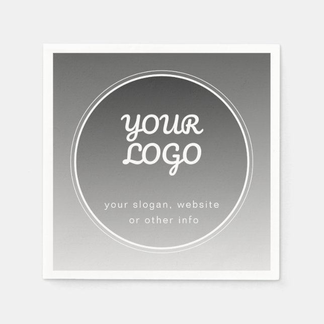 Ihr Logo und bearbeiteter Text | Dunkelgrau Gradie Serviette (Vorderseite)