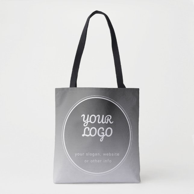Ihr Logo und bearbeiteter Text | Dunkelgrau Gradie Tasche (Vorderseite)