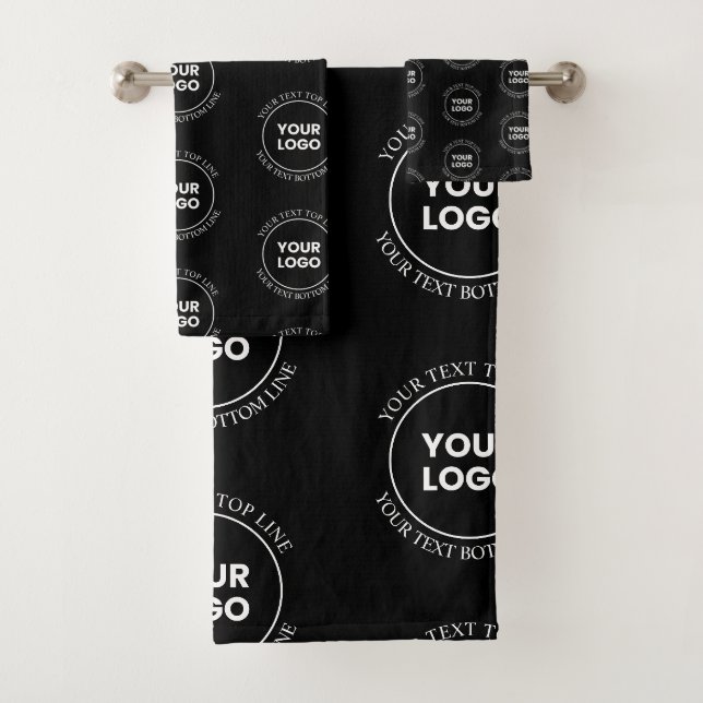 Ihr Logo und bearbeiteter Text | Wiederholmuster Badhandtuch Set (Insitu)