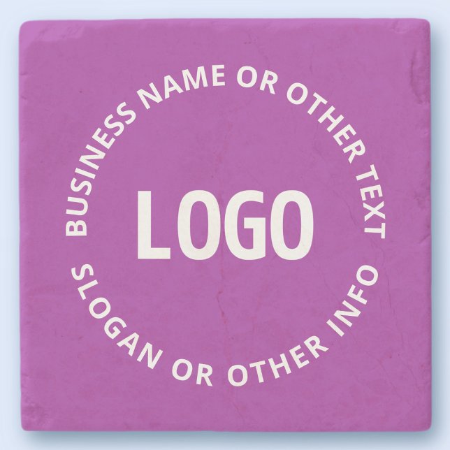 Ihr Logo und Ihr anpassbarer Text | Lila Violett Steinuntersetzer (Von Creator hochgeladen)