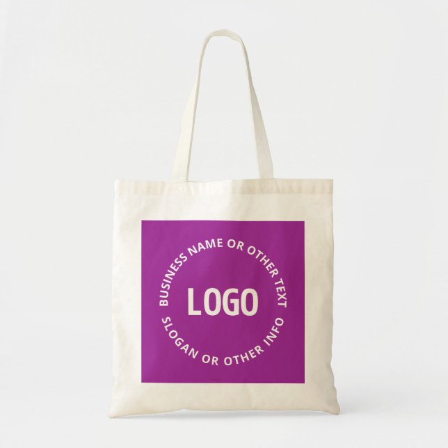 Ihr Logo und Ihr anpassbarer Text | Lila Violett Tragetasche (Vorne)