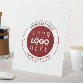 Ihr Logo und Ihr anpassbarer Text | Tiefe Rot/DIY- Sockelschild