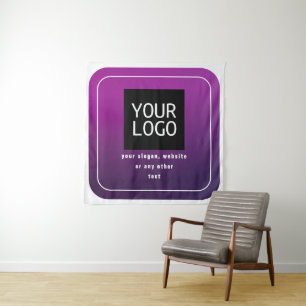 Ihr Logo und Ihr stylisches Licht bis dunkel Lila  Wandteppich