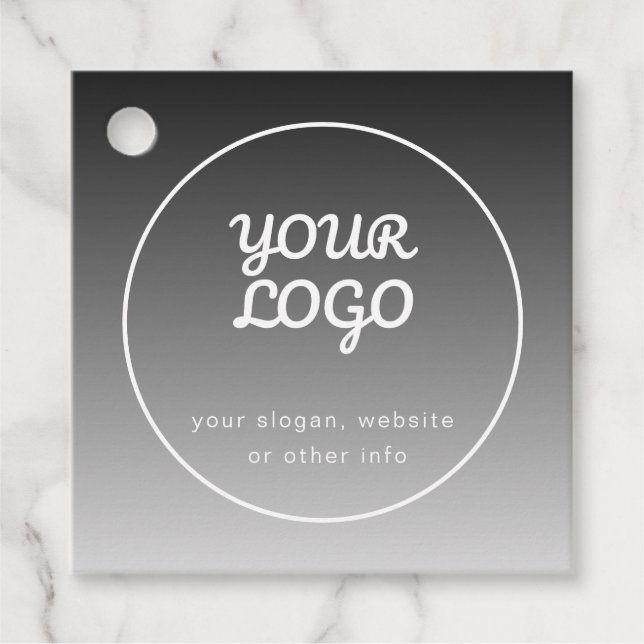 Ihr Logo und Text | Dunkelgrau Gradient Geschenkanhänger (Vorderseite)