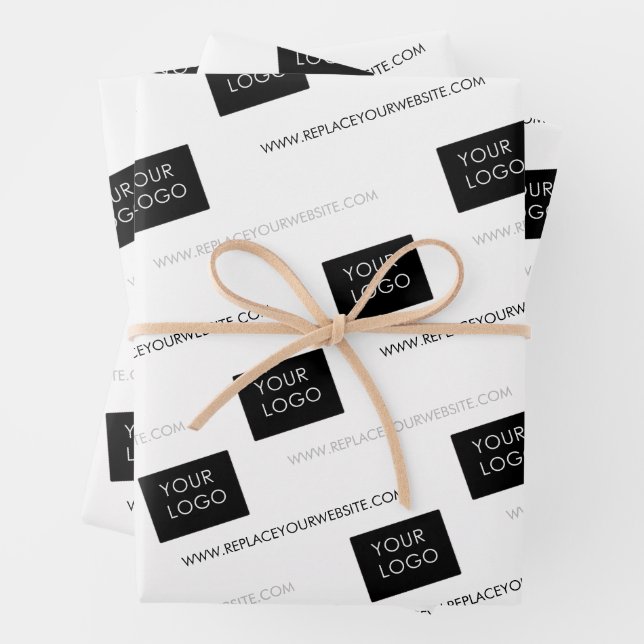 Ihr Logo Website-Unternehmen Verpackung weiß Geschenkpapier Set (Beispiel)