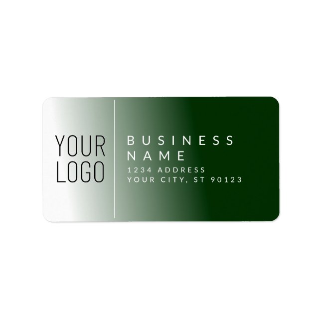 Ihr Logo & White & Forest Green Rücksendeadresse Adressaufkleber (Vorne)