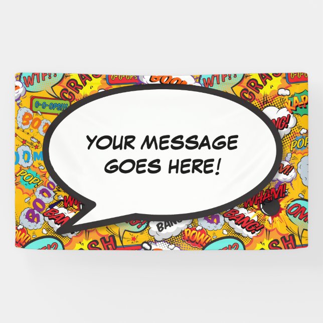 Ihr Message Speech Bubble Fun Retro Comic Book Banner (Horizontal)