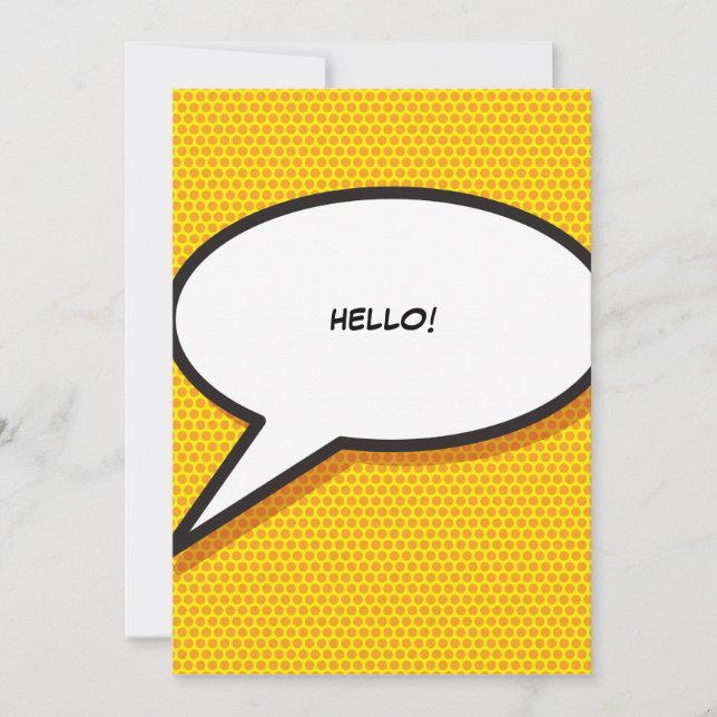 Ihr Message Speech Bubble Fun Retro Comic Book Einladung (Vorderseite)