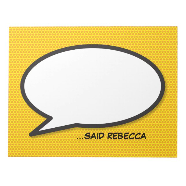 Ihr Message Speech Bubble Fun Retro Comic Book Notizblock (Vorderseite)