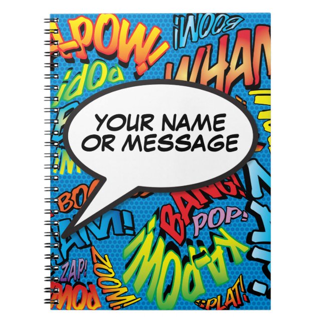 Ihr Message Speech Bubble Fun Retro Comic Book Notizblock (Vorderseite)