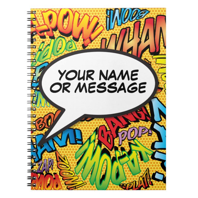 Ihr Message Speech Bubble Fun Retro Comic Book Notizblock (Vorderseite)