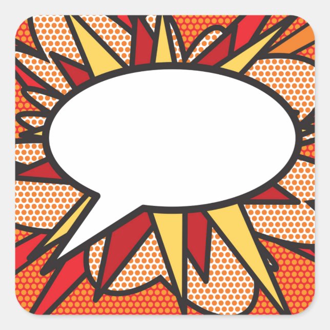 Ihr Message Speech Bubble Fun Retro Comic Book Quadratischer Aufkleber (Vorderseite)