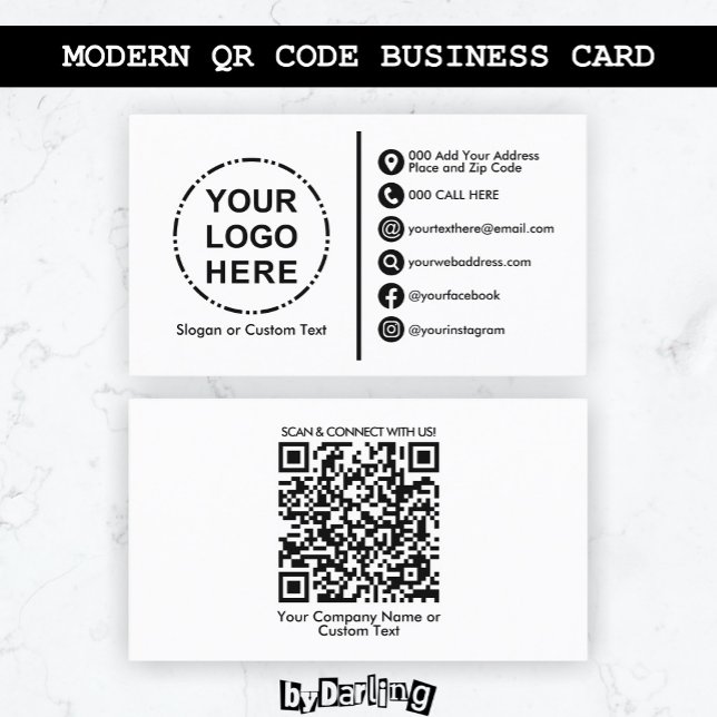 Ihr Minimalistisches Logo Moderner QR-Code Visitenkarte (Your Logo Minimalist Modern QR Code Business Cards - Background Photo: Augustine Wong (Unsplash))