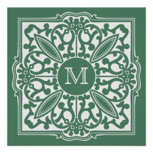 IHR MONOGRAM im dekorativen Rahmen maßgeschneidert Poster