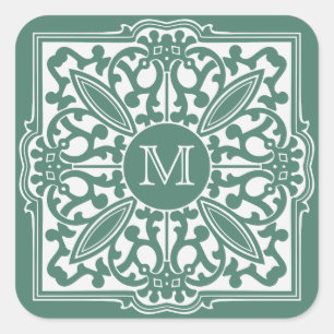 IHR MONOGRAM im Zierrahmen, kundenspezifische Aufk Quadratischer Aufkleber