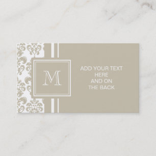 Ihr Monogramm, Beige Damast Muster 2 Visitenkarte