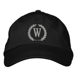 Ihr Monogramm Einzelbuchstabe Lorbeer-Emblem Bestickte Kappe