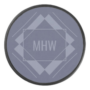 Ihr Monogramm im geometrischen Muster-Hockey-Puck Eishockey Puck