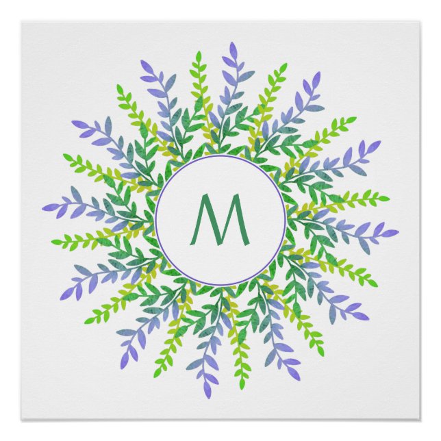 Ihr Monogramm im Leaf-Rahmen benutzerdefiniertes P Poster (Vorderseite)