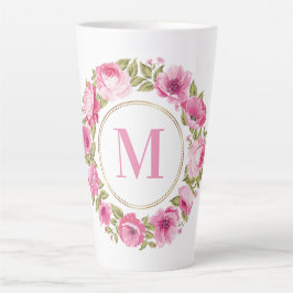 IHR Monogramm in Blume Frame Latte Tasse