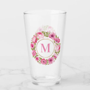 Ihr Monogramm in Blume Frame Pint Glas