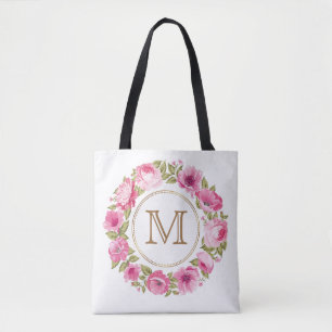 Ihr Monogramm in Blume-Rahmen-Taschen Tasche