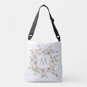 Ihr Monogramm in Blume-Rahmen-Taschen Tragetaschen Mit Langen Trägern