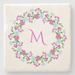 Ihr Monogramm in Blume-Rahmen-Untersetzer Steinuntersetzer