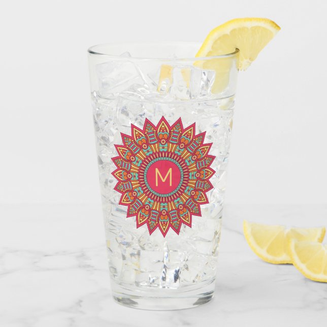 Ihr Monogramm in Boho Frame Pint Glas (Rückseite Ice)