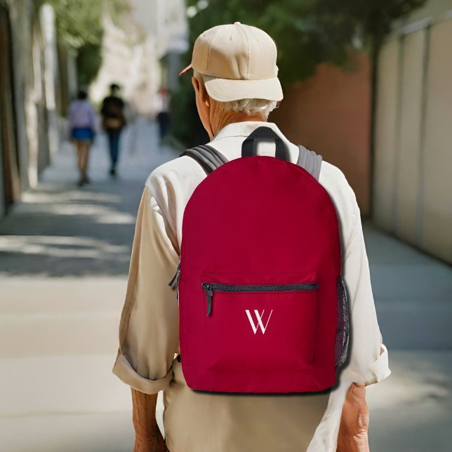 Ihr Monogramm in Bordeaux Bedruckter Rucksack (Von Creator hochgeladen)