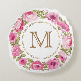 Ihr Monogramm in der Blume Rahmen werfen Kissen
