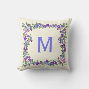 Ihr Monogramm in der Blume Rahmen werfen Kissen