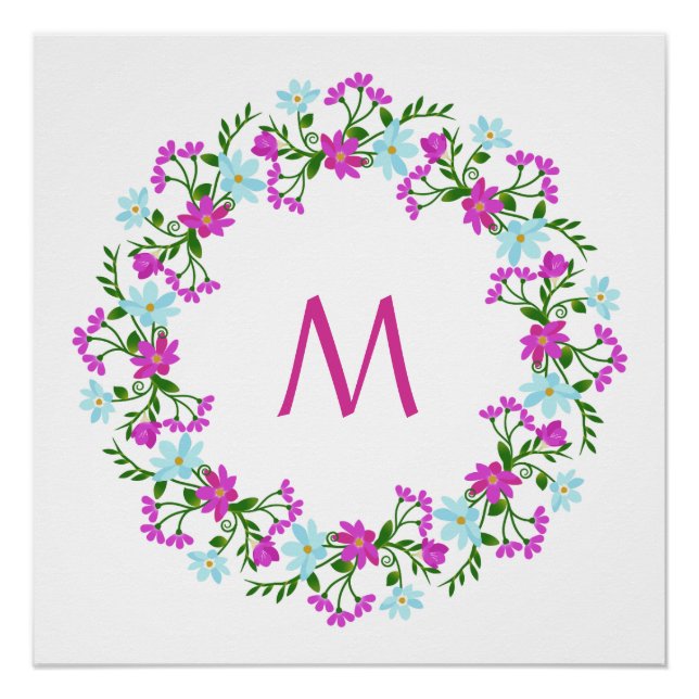 Ihr Monogramm in einem benutzerdefinierten Blume-R Poster (Vorderseite)