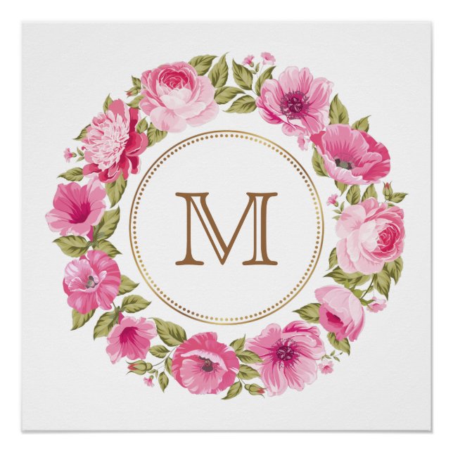 Ihr Monogramm in einem benutzerdefinierten Blume-R Poster (Vorderseite)