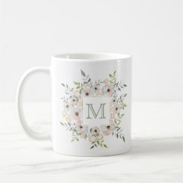 Ihr Monogramm in einem Blume-Rahmen Kaffeetasse