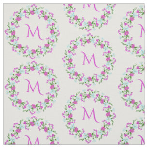 Ihr Monogramm in einem Blume-Rahmen Stoff
