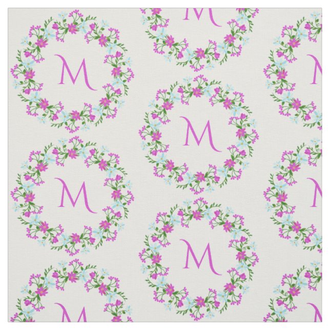 Ihr Monogramm in einem Blume-Rahmen Stoff (Muster)