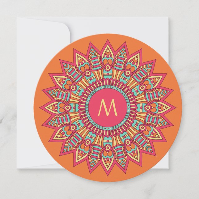 Ihr Monogramm in einem Boho Frame-benutzerdefinier Einladung (Vorderseite)